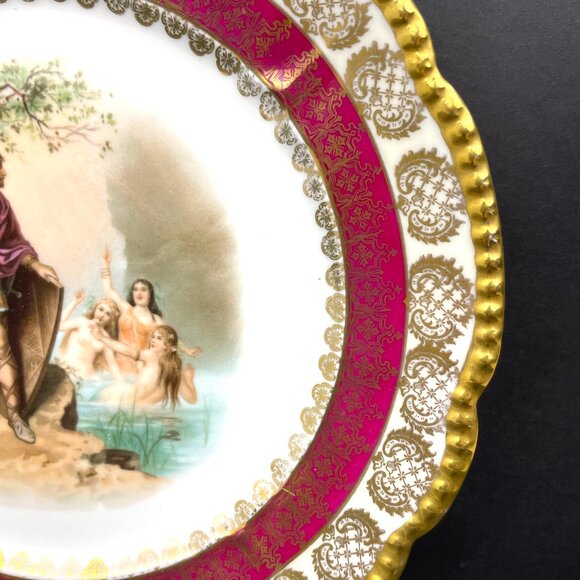 Antique Royal O&EG Austria Decorative Plate 9.75” Mythological Scene Pink & Gold - Picture 4 of 8